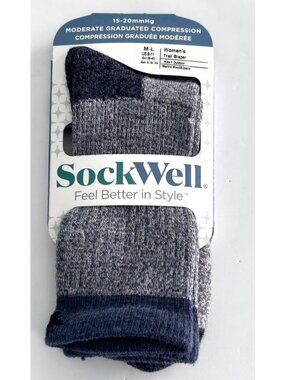 Women's Sockwell Trail Blazer Moderate Compression Socks M-L 15-20mmHg Merino